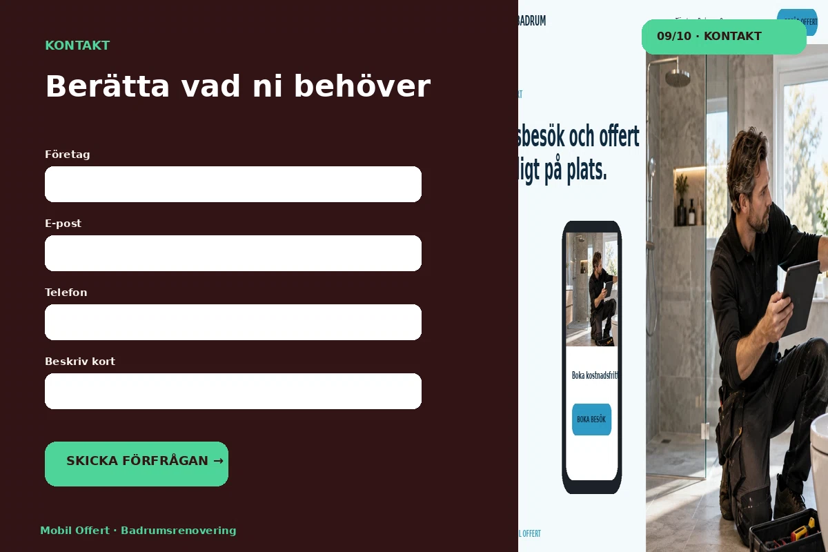 Mobil Offert – Kontakt för badrumsrenovering