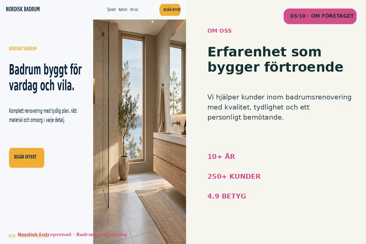 Nordisk Entreprenad – Om företaget för badrumsrenovering