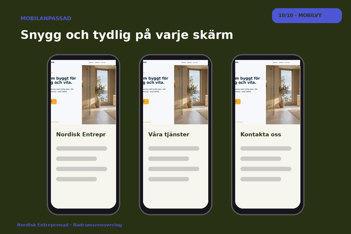Nordisk Entreprenad – Mobilvy för badrumsrenovering