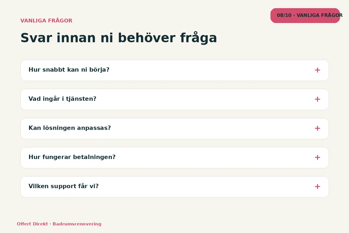 Offert Direkt – Vanliga frågor för badrumsrenovering