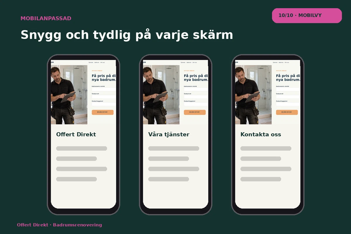 Offert Direkt – Mobilvy för badrumsrenovering