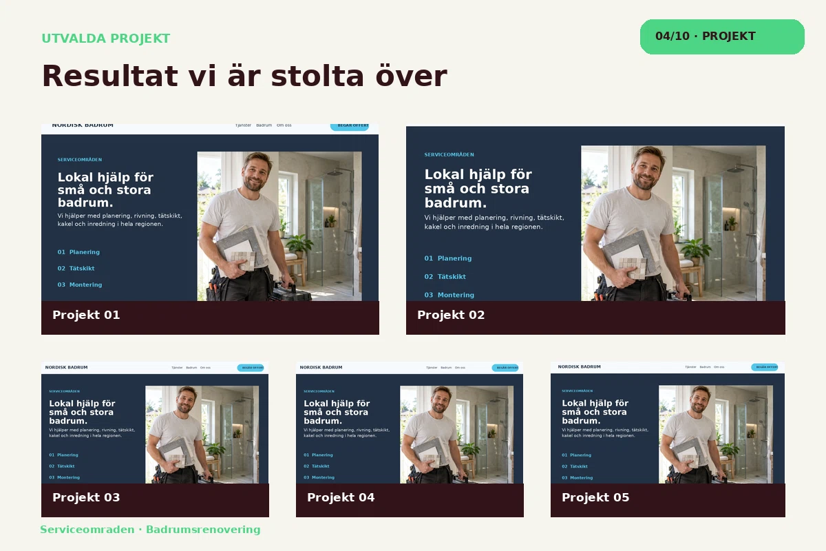 Serviceområden – Projekt för badrumsrenovering
