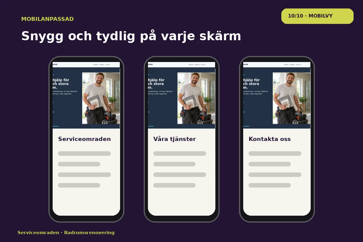 Serviceområden – Mobilvy för badrumsrenovering
