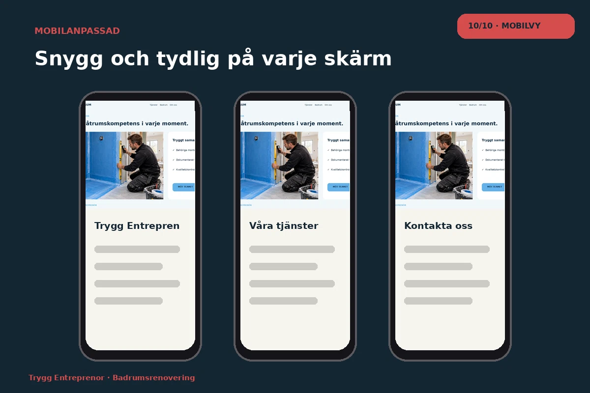 Trygg Entreprenör – Mobilvy för badrumsrenovering
