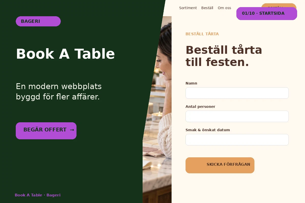 Book a Table – designförslag för bageri