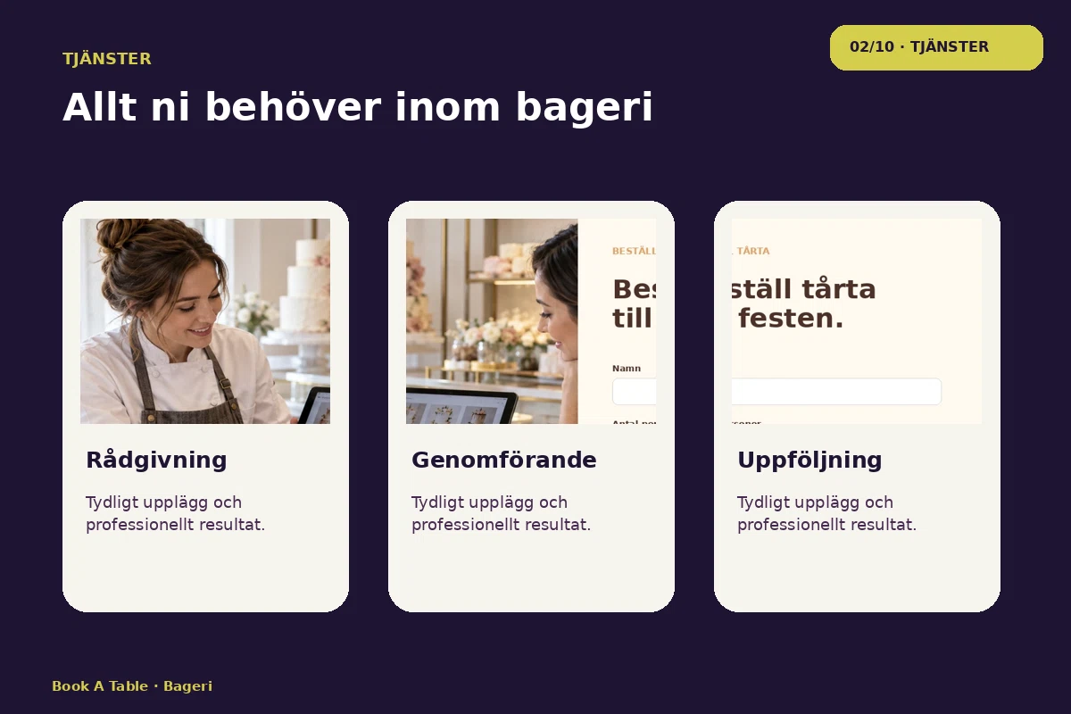 Book a Table – Tjänster för bageri