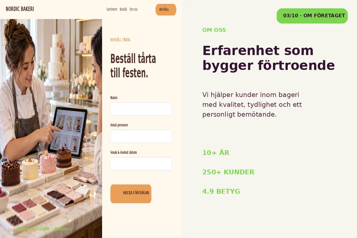 Book a Table – Om företaget för bageri