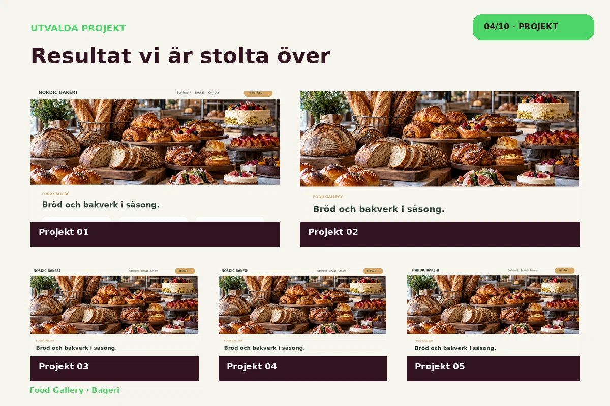 Food Gallery – Projekt för bageri
