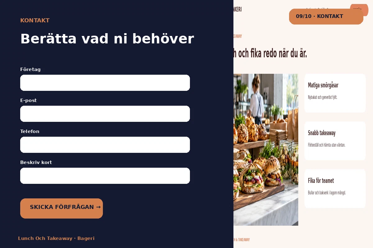 Lunch & Takeaway – Kontakt för bageri
