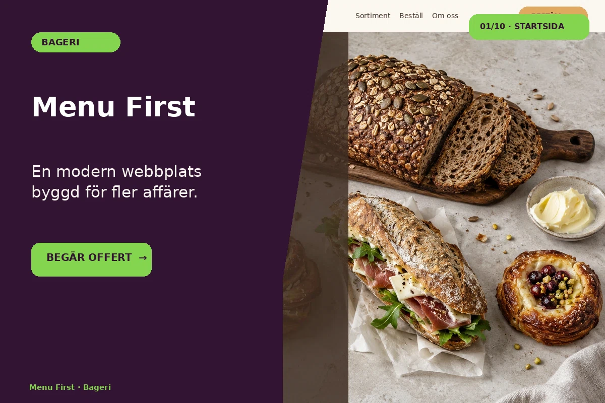Menu First – designförslag för bageri