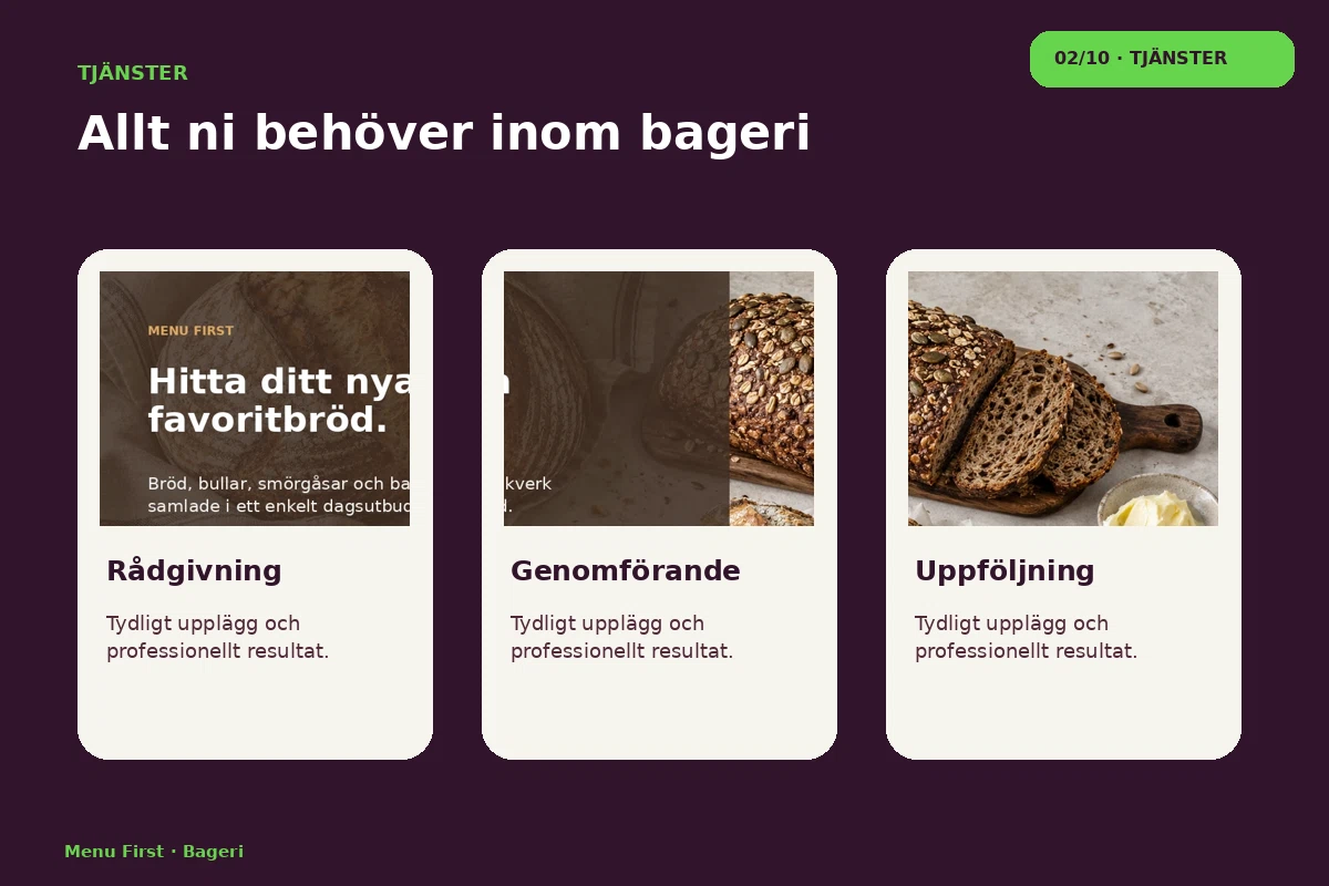 Menu First – Tjänster för bageri
