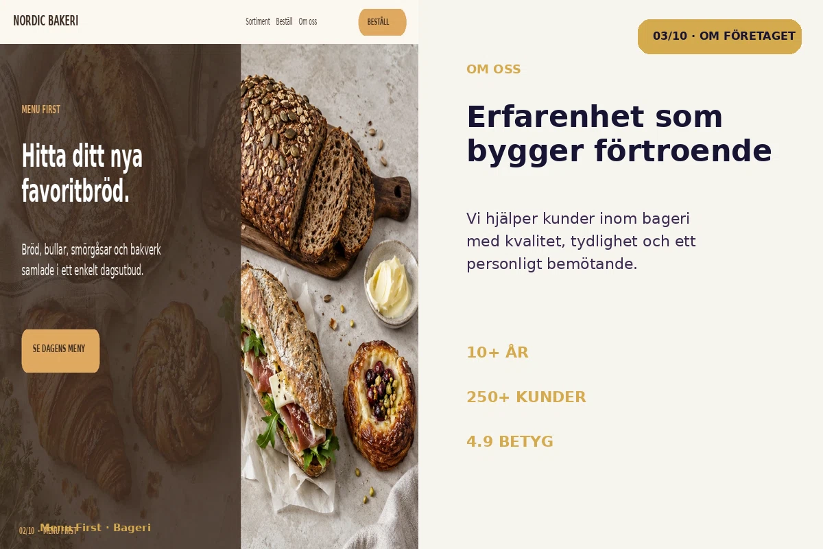 Menu First – Om företaget för bageri