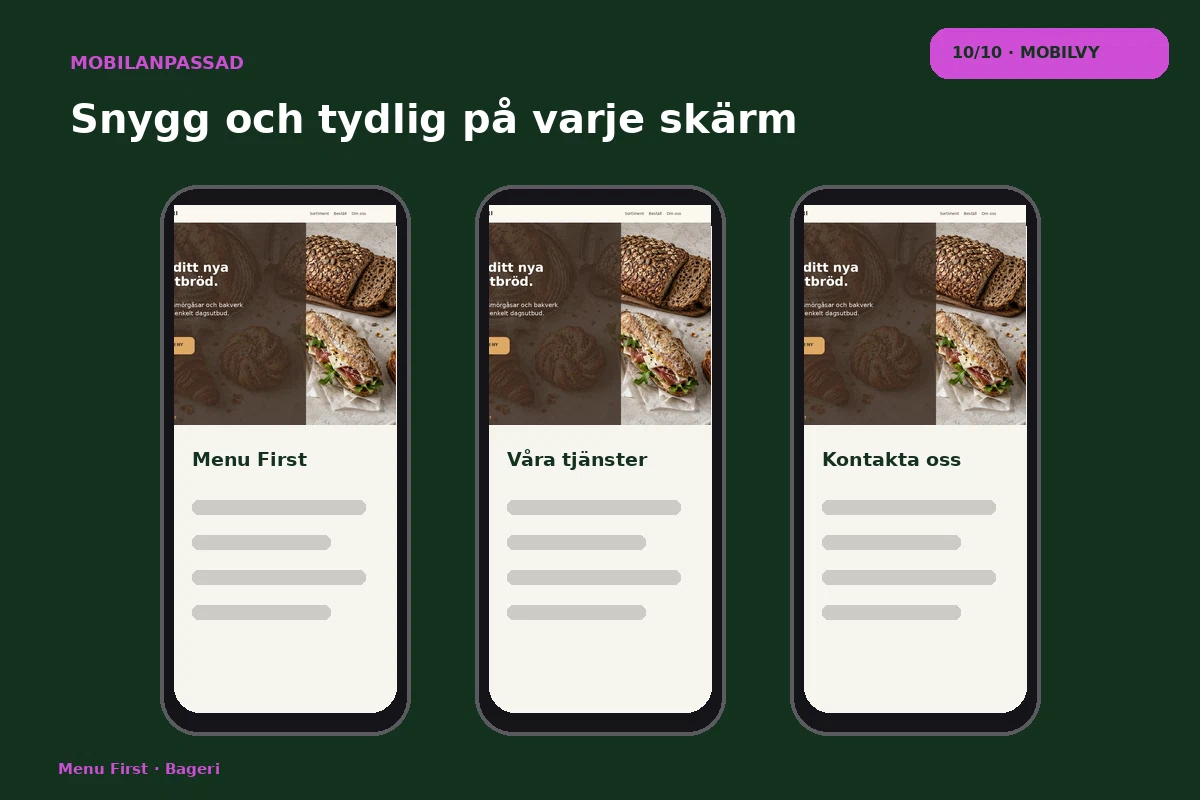 Menu First – Mobilvy för bageri