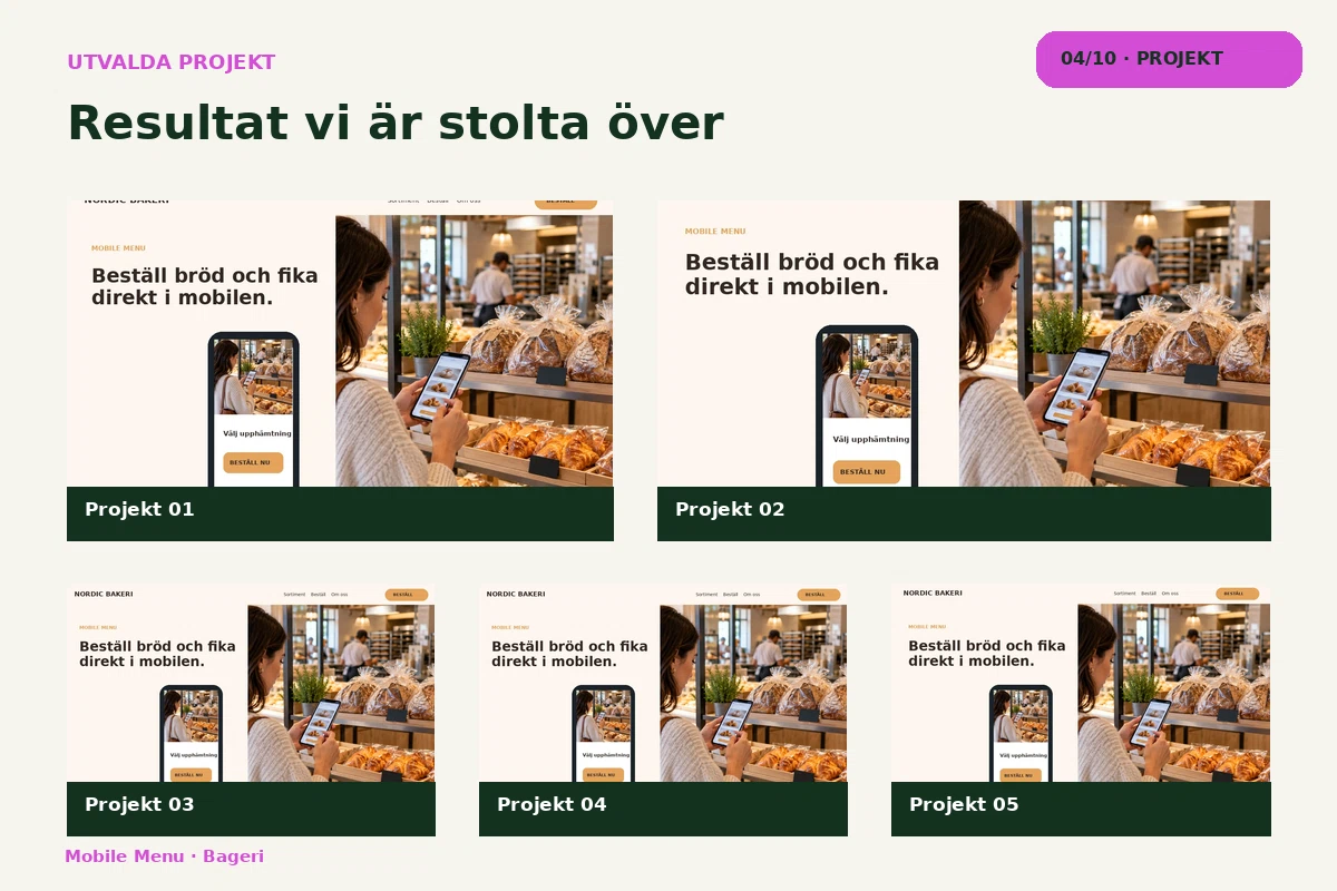 Mobile Menu – Projekt för bageri