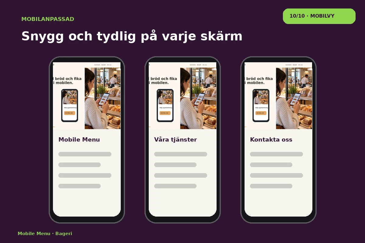 Mobile Menu – Mobilvy för bageri