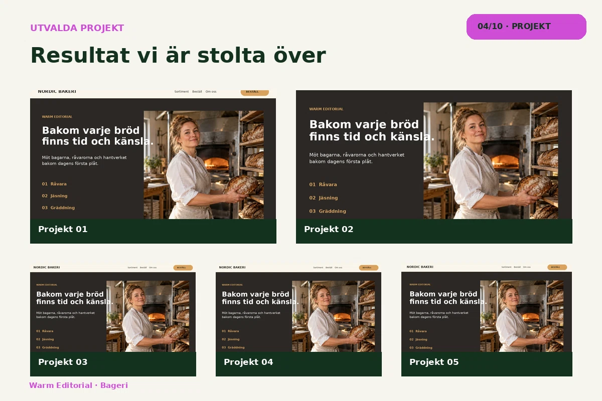 Warm Editorial – Projekt för bageri
