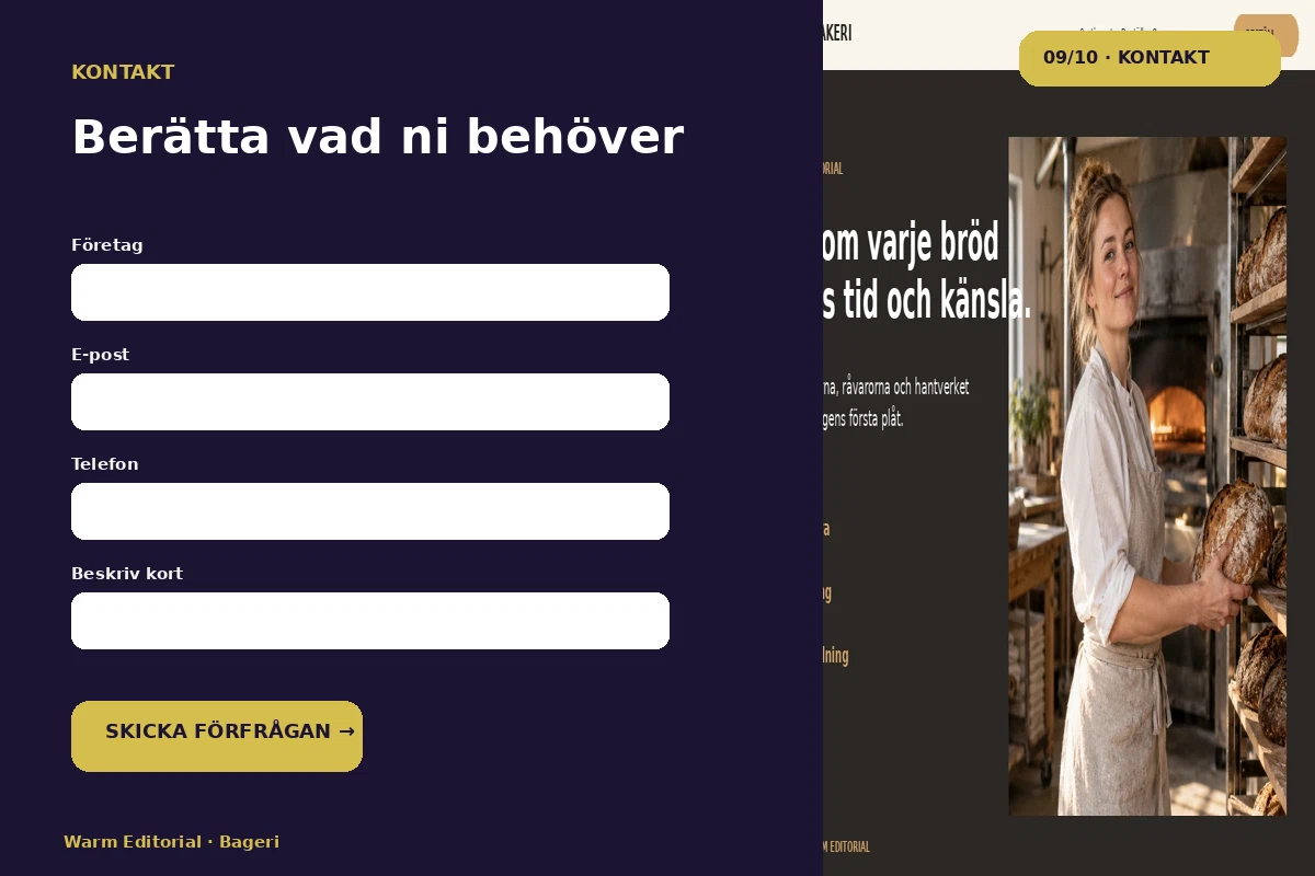 Warm Editorial – Kontakt för bageri