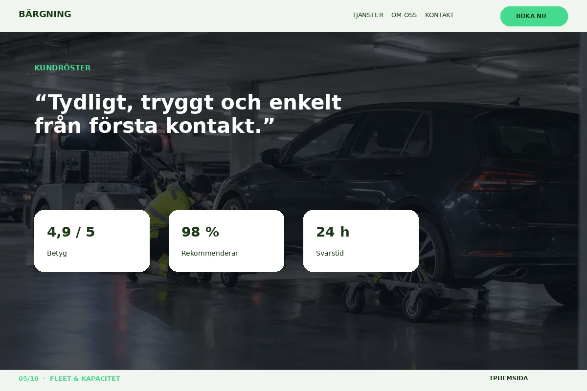 Fleet & Kapacitet – Kundröster för bärgning