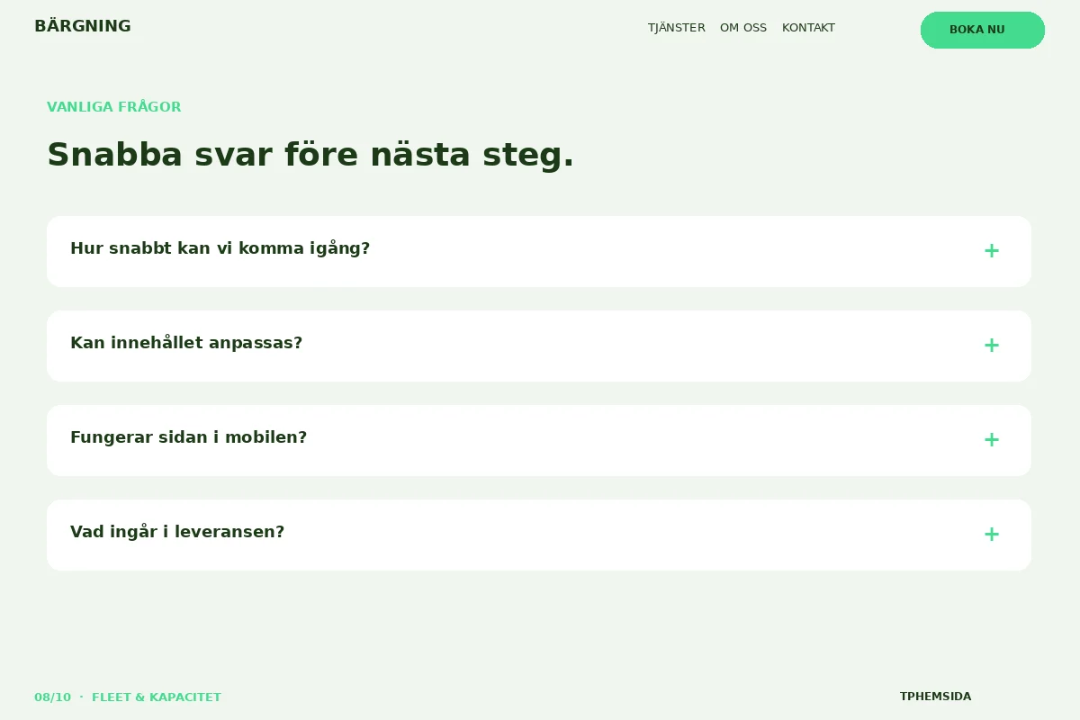 Fleet & Kapacitet – Vanliga frågor för bärgning