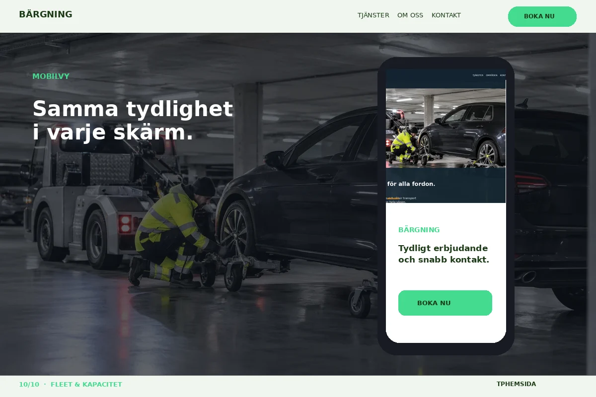Fleet & Kapacitet – Mobilvy för bärgning