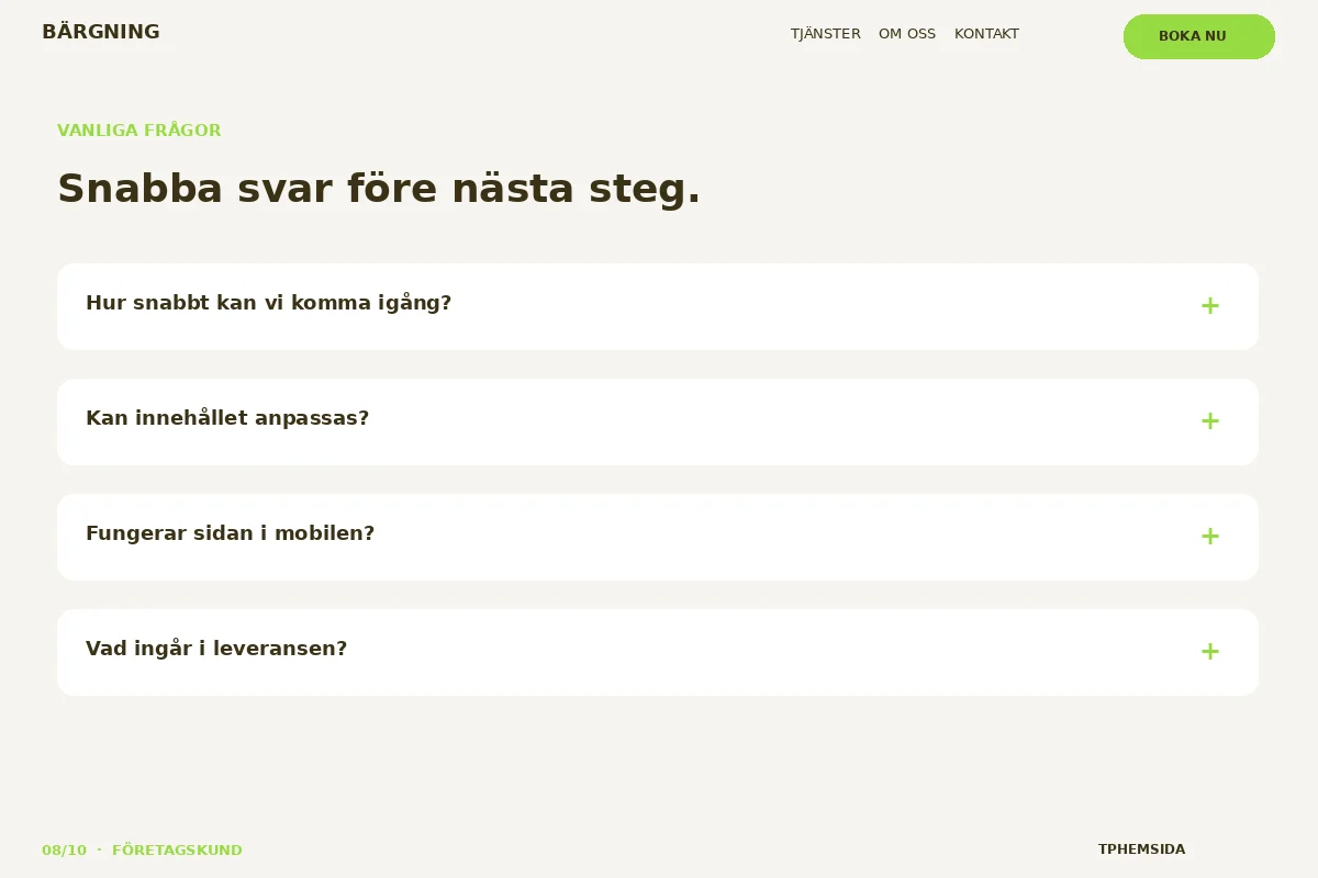 Företagskund – Vanliga frågor för bärgning