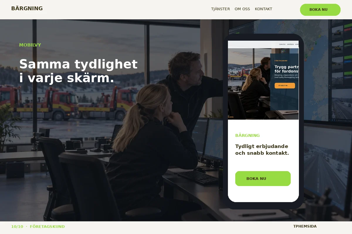 Företagskund – Mobilvy för bärgning