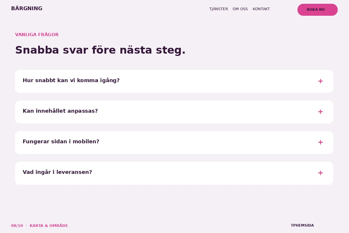 Karta & Område – Vanliga frågor för bärgning