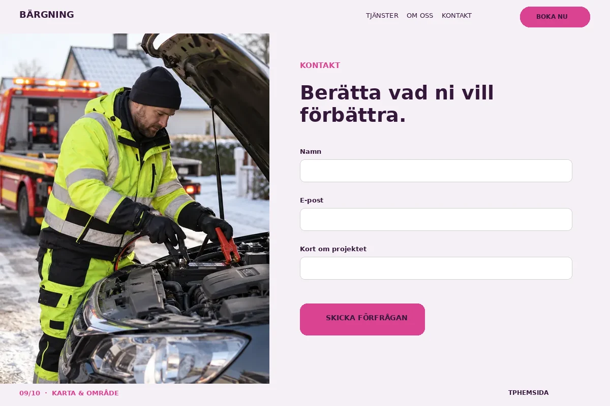 Karta & Område – Kontakt för bärgning