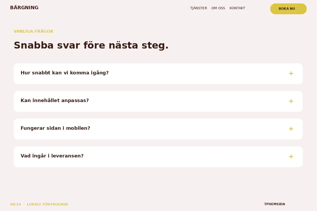 Lokalt Förtroende – Vanliga frågor för bärgning