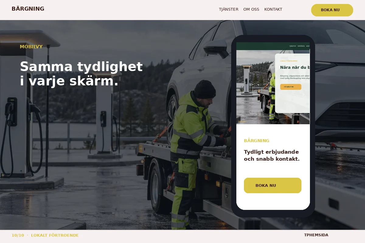 Lokalt Förtroende – Mobilvy för bärgning