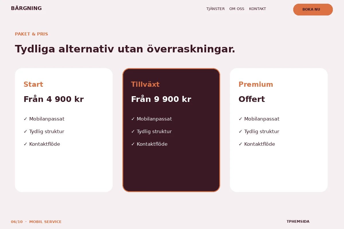 Mobil Service – Paket & pris för bärgning