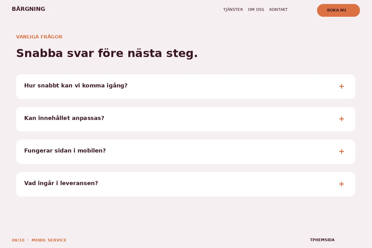 Mobil Service – Vanliga frågor för bärgning