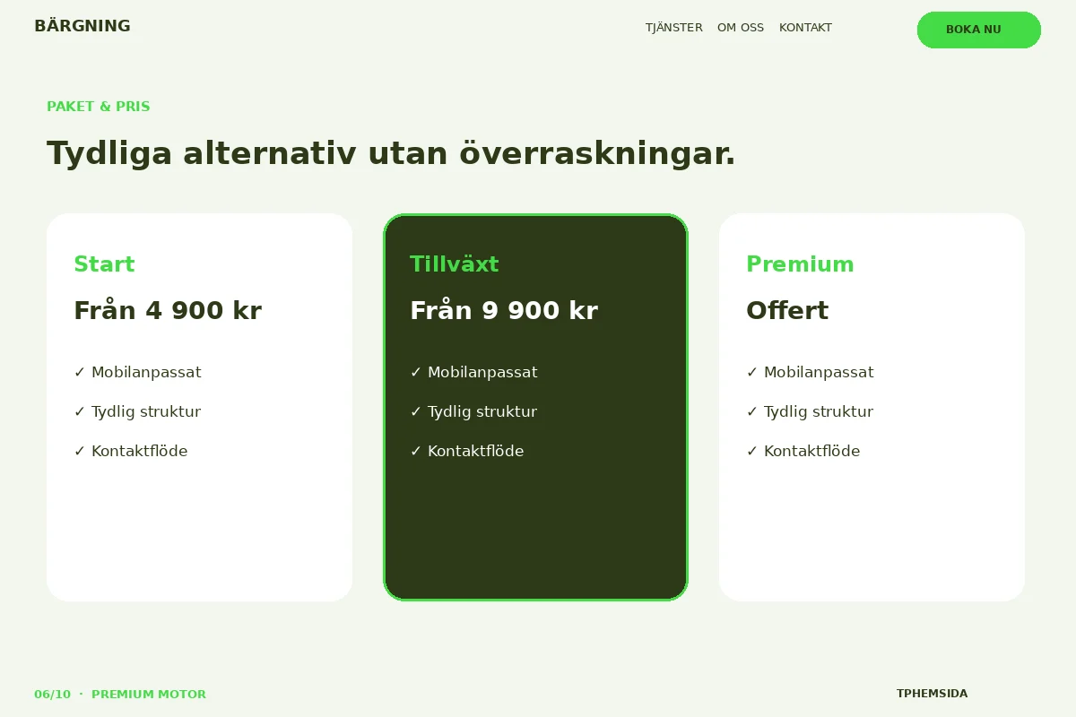 Premium Motor – Paket & pris för bärgning