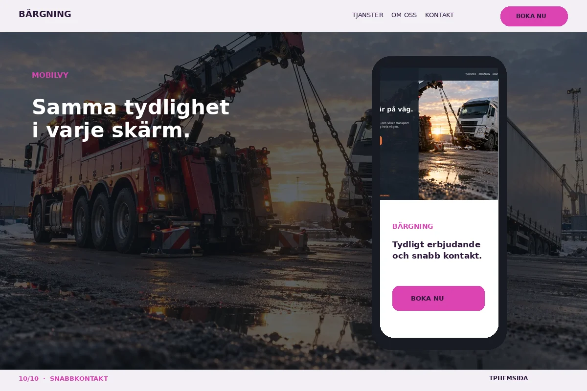 Snabbkontakt – Mobilvy för bärgning