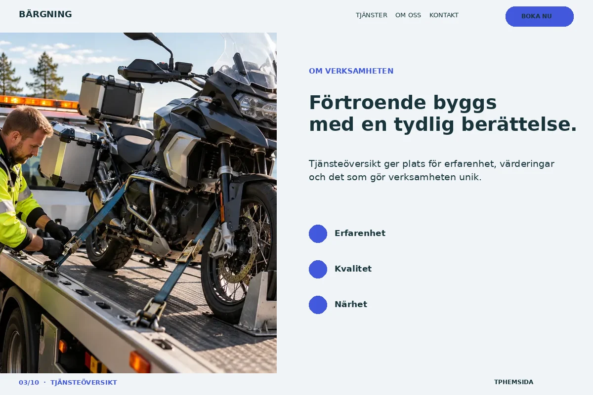 Tjänsteöversikt – Om företaget för bärgning