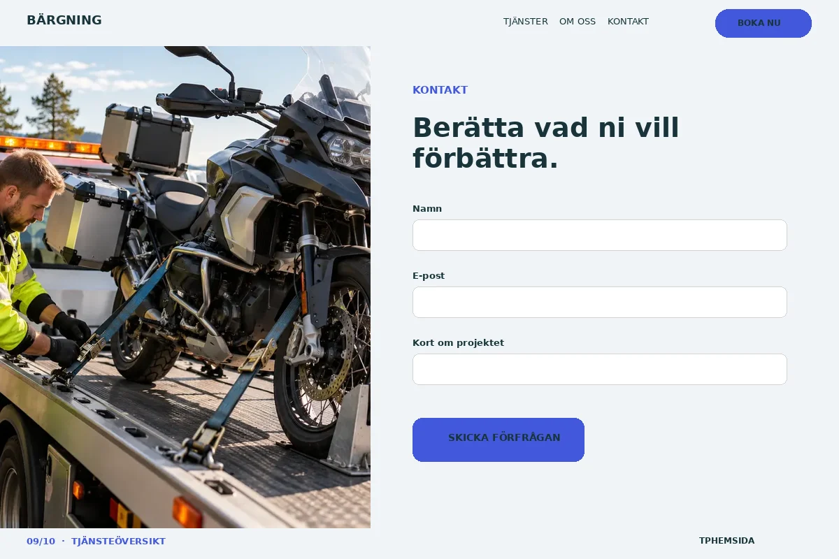 Tjänsteöversikt – Kontakt för bärgning