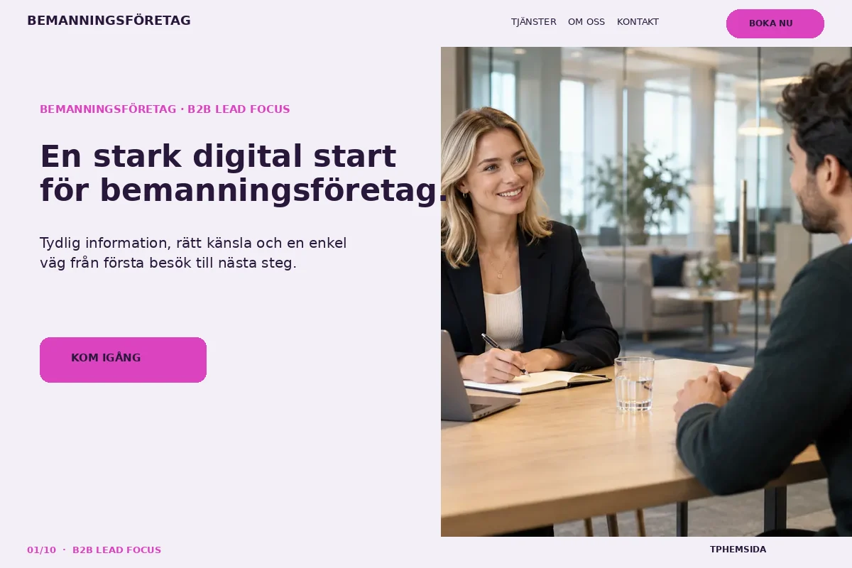 B2B Lead Focus – Startsida för bemanningsföretag