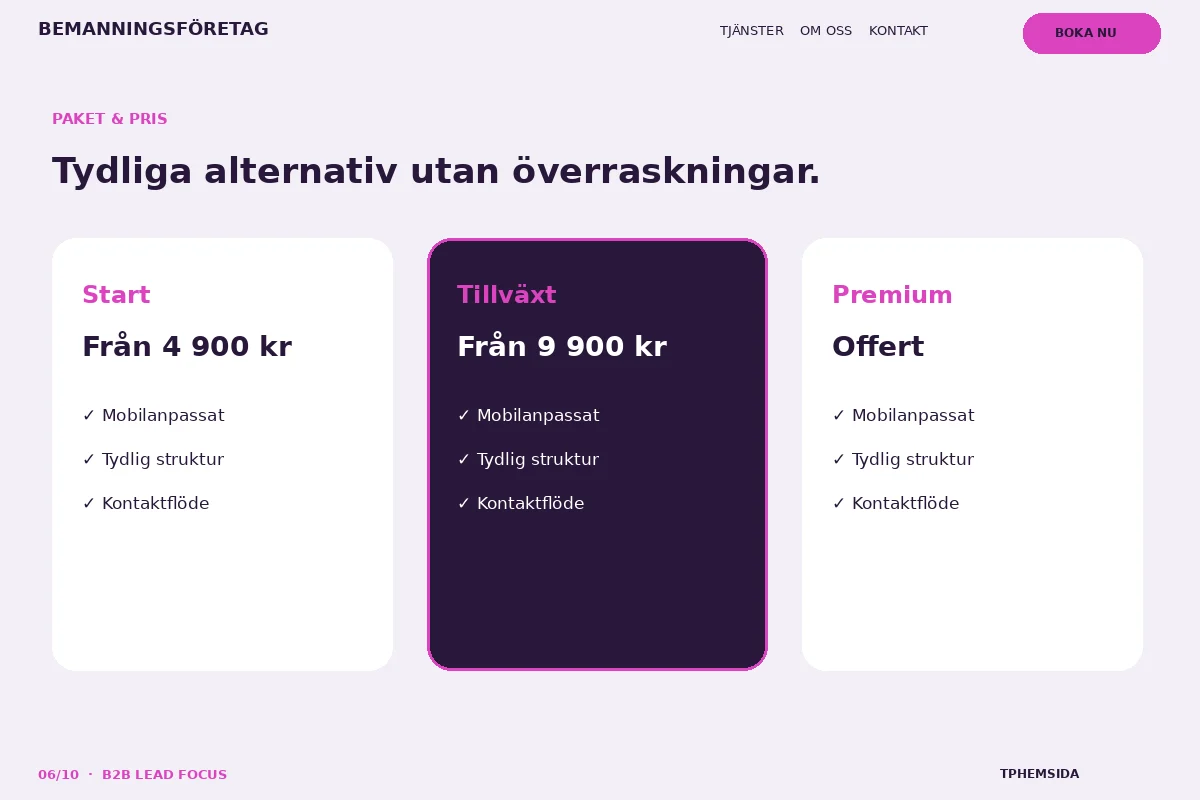 B2B Lead Focus – Paket & pris för bemanningsföretag