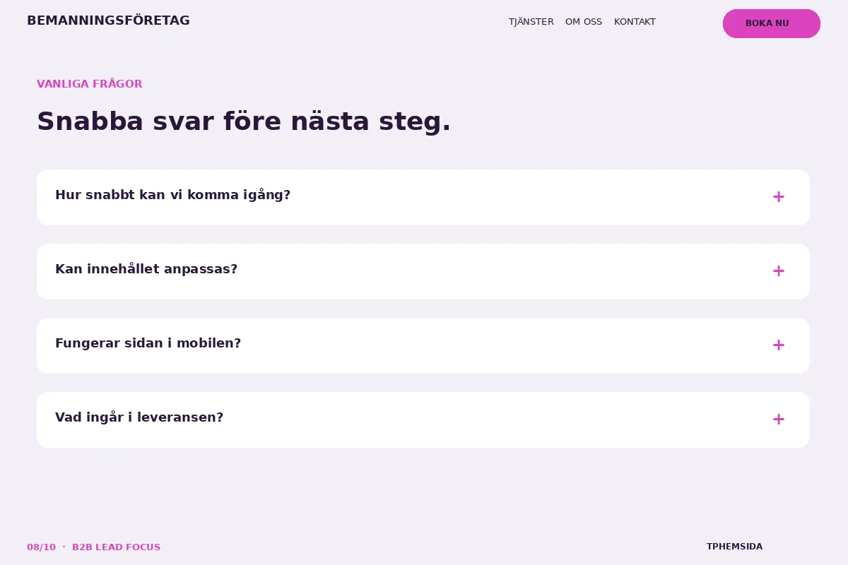 B2B Lead Focus – Vanliga frågor för bemanningsföretag
