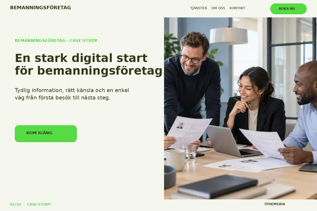 Case Study – Startsida för bemanningsföretag