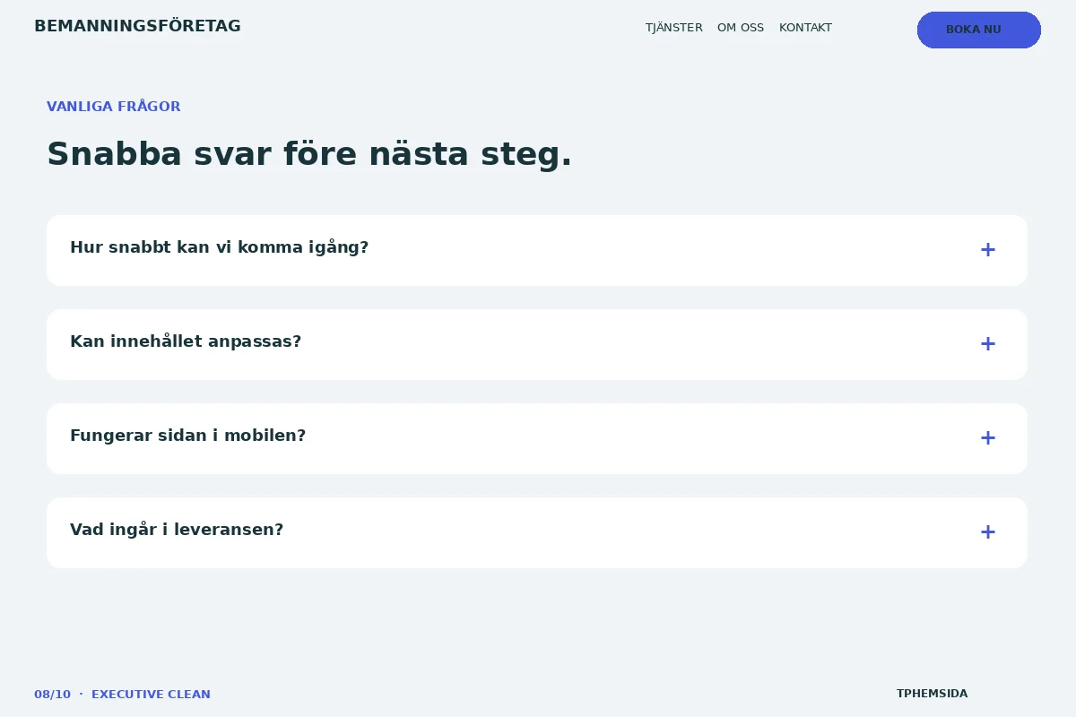 Executive Clean – Vanliga frågor för bemanningsföretag