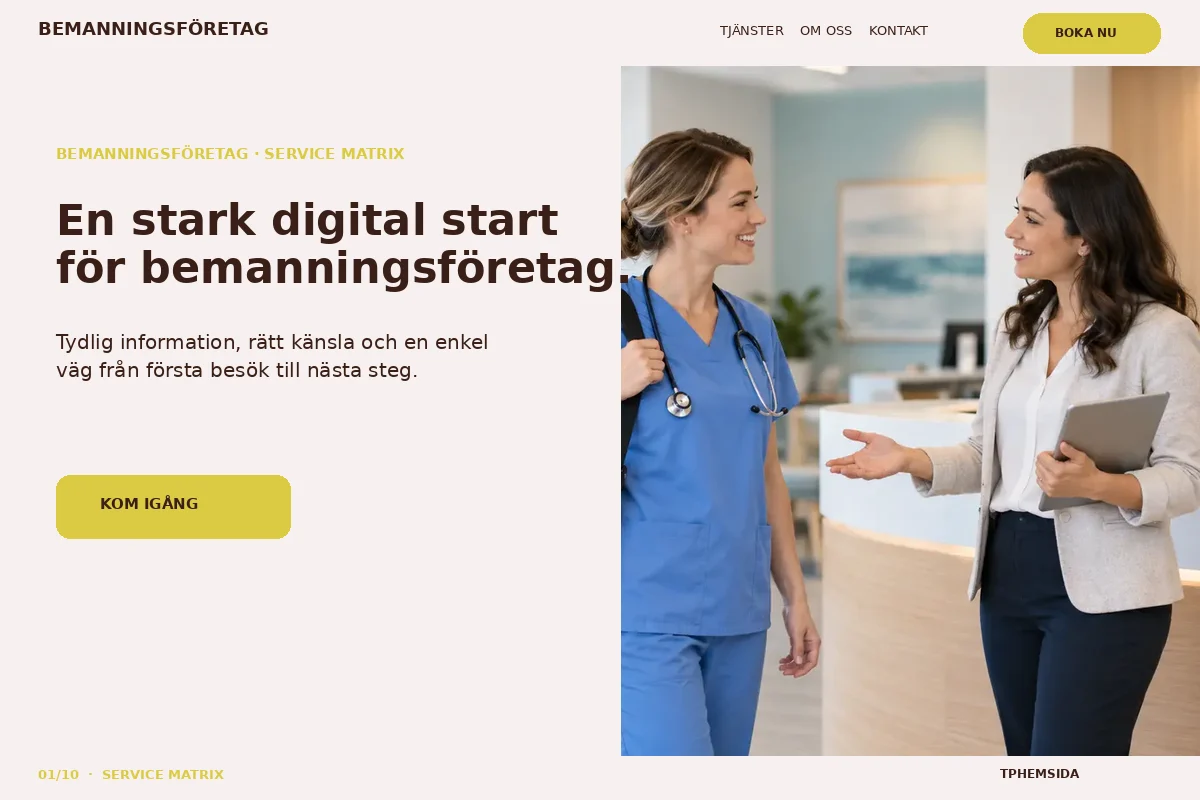 Service Matrix – Startsida för bemanningsföretag