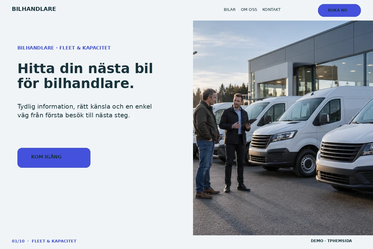 Fleet & Kapacitet – Startsida för bilhandlare