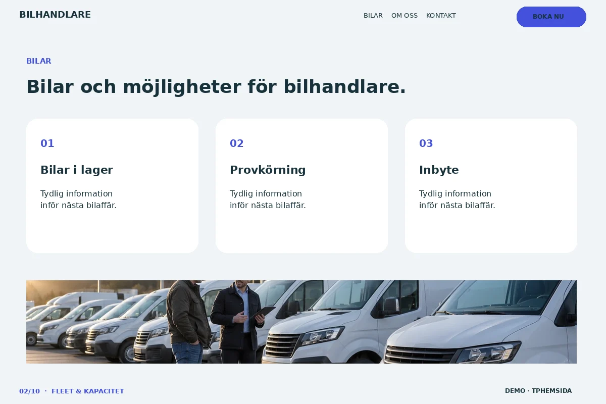 Fleet & Kapacitet – Bilar för bilhandlare