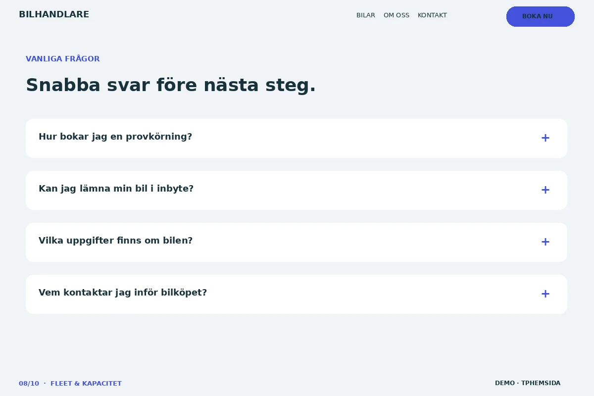 Fleet & Kapacitet – Vanliga frågor för bilhandlare