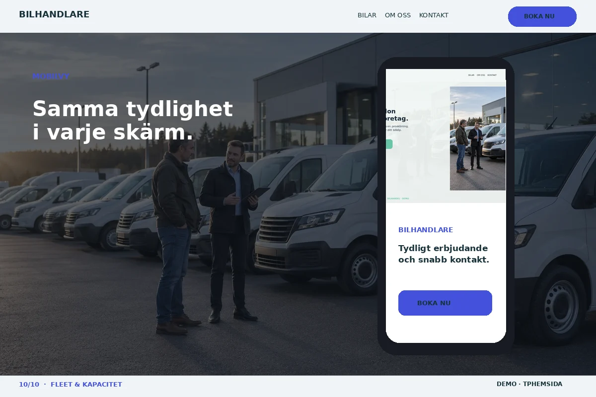 Fleet & Kapacitet – Mobilvy för bilhandlare