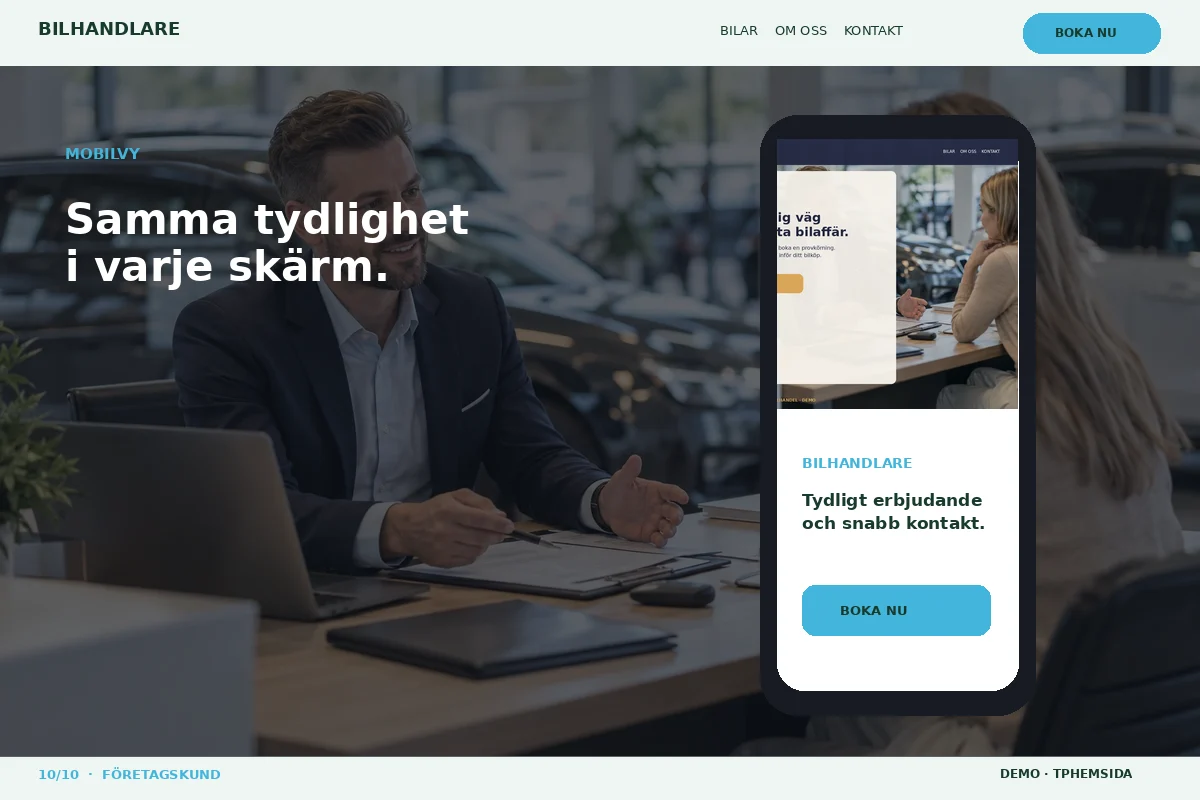 Företagskund – Mobilvy för bilhandlare