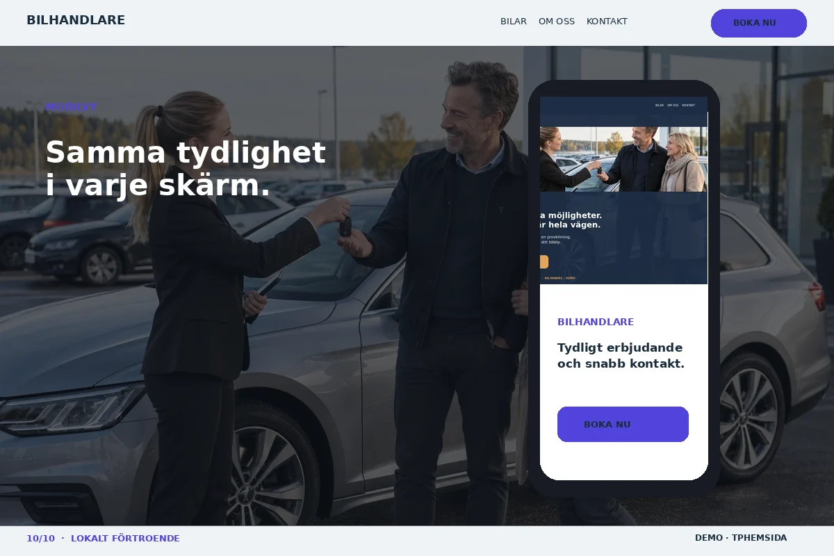 Lokalt Förtroende – Mobilvy för bilhandlare