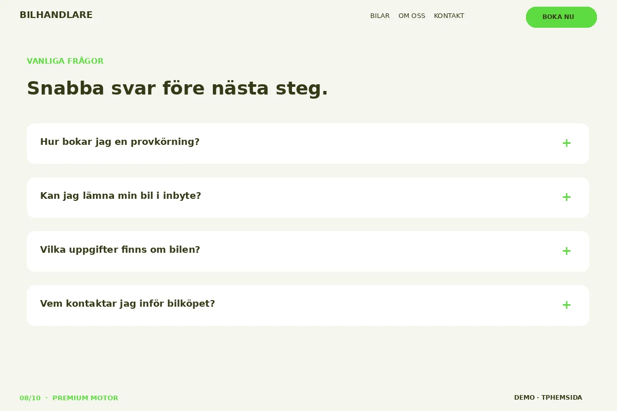 Premium Motor – Vanliga frågor för bilhandlare