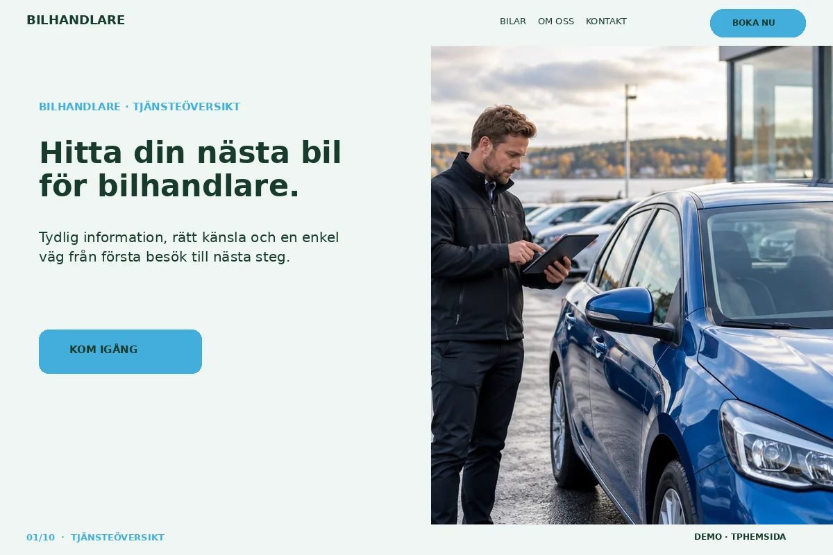 Tjänsteöversikt – Startsida för bilhandlare